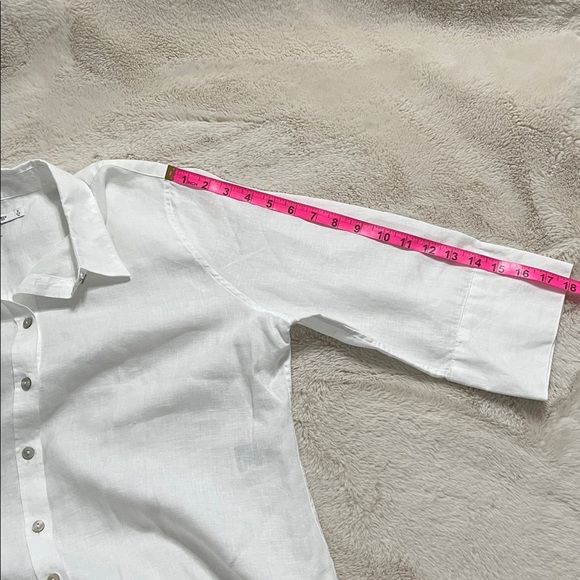 Chico's Classic White Button-Down linen Shirt - Picture 7 of 10